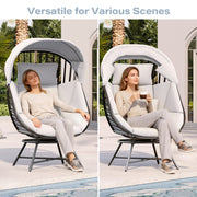 LAUSAINT HOME Oversized Wicker Egg Chair, 360° Swivel Indoor Outdoor Patio Lounger with with Cushion & Sunshade Brim