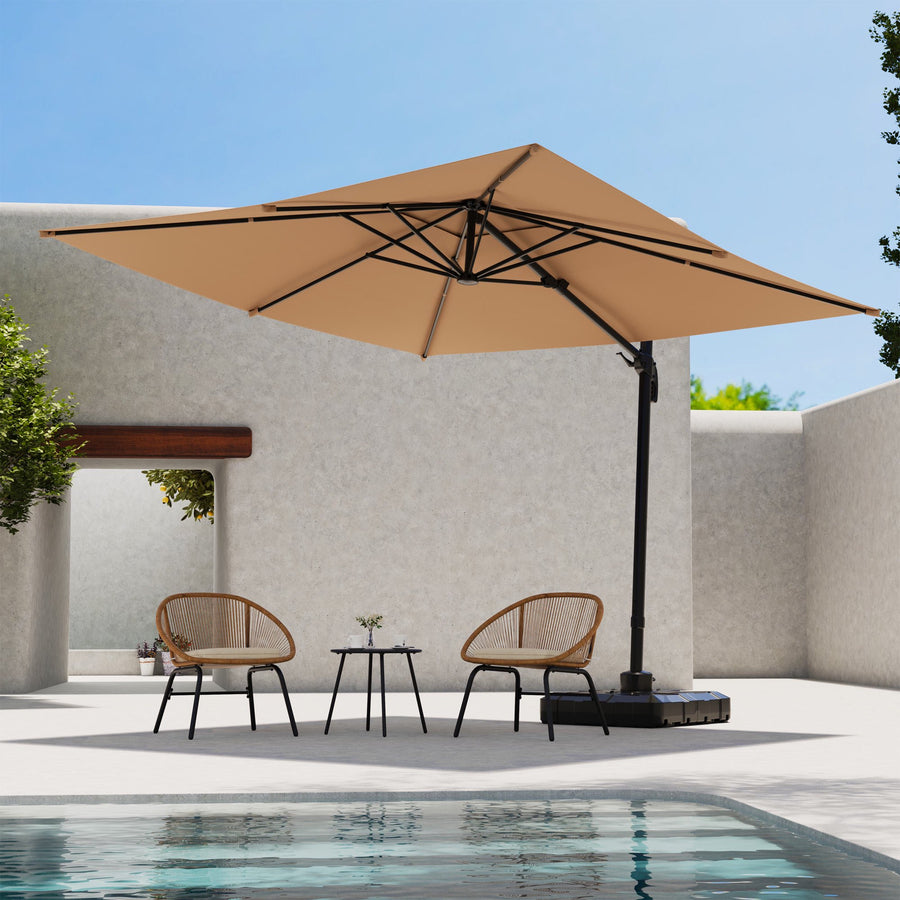 LAUSAINT HOME Outdoor Patio Umbrella, 10 Feet Large Cantilever Windproof Offset Umbrella with 360-degree Rotation for Backyard,Pool,Lawn,Deck,Beige