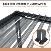 LAUSAINT HOME Outdoor Louvered Pergola Shade 10'x13' with Gutter, Well Engineered Sun Shade Shelter Kit with Adjustable Roof, All Aluminum, Black
