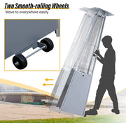 KAMEROUT 87'' Tall Pyramid Patio Heater with Wheels, Glass Tube Flame Heating 48000 BTU & Dust Cover