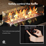 LAUSAINT HOME 43" Outdoor Fire Pit Table, 50,000 BTU Auto-Ignition Gas Fire Pit with Glass Wind Guard Propane(Metal)