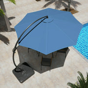 LAUSAINT HOME 11FT Deluxe Patio Umbrella with Base, Outdoor Large Hanging Cantilever Curvy Umbrella with 360°, Navy Blue