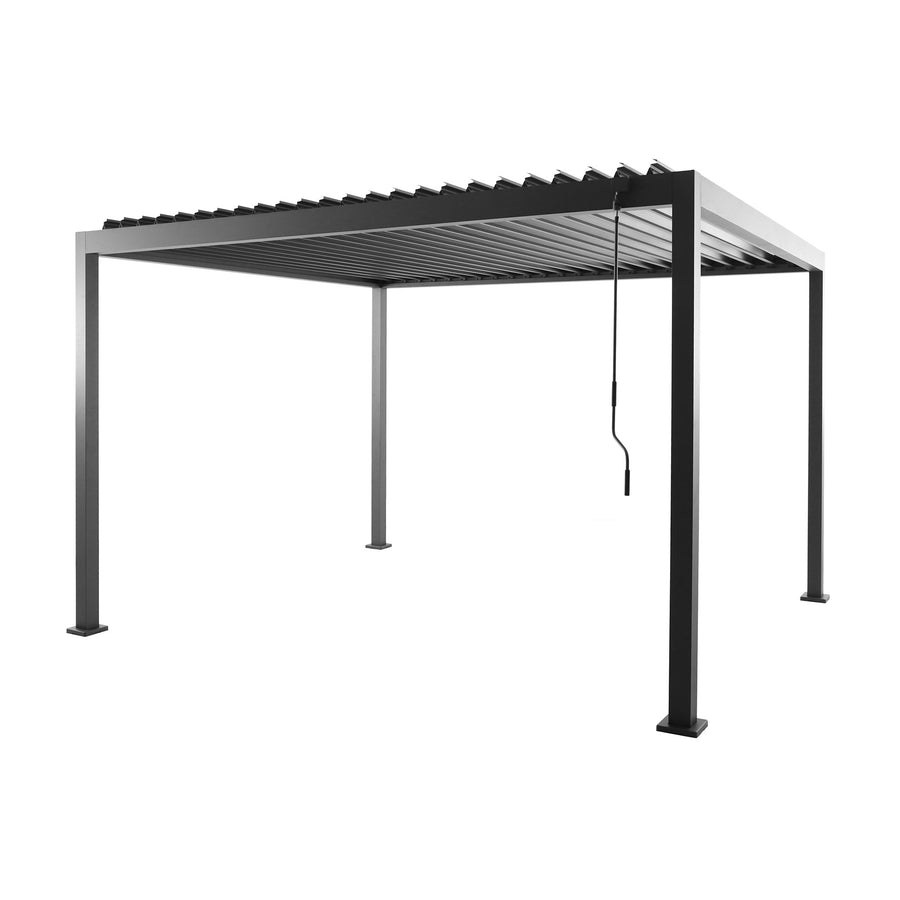 LAUSAINT HOME 10'x12' Outdoor Louvered Pergola, Heavy Duty Metal Pergola with Adjustable Roof & Integrated Drainage System for Patio Backyard Garden Poolside