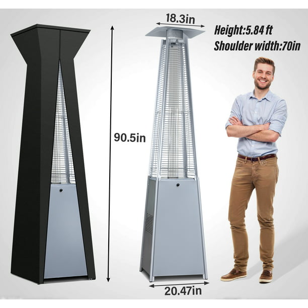 LAUSAINT HOME 45,000 BTU Pyramid Patio Heater with Cover & Wheels, Outdoor Propane Flame Heater