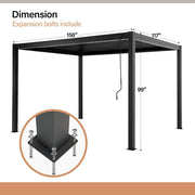 LAUSAINT HOME Outdoor Louvered Pergola Shade 10'x13' with Gutter, Well Engineered Sun Shade Shelter Kit with Adjustable Roof, All Aluminum, Black