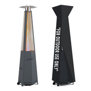 LAUSAINT HOME Hexagon Pyramid Patio Heater with Wheels, Quartz Glass Flame Heating 48,000 BTU & Cover