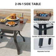 LAUSAINT HOME 3 Pieces Patio Outdoor Conversation Set, Patio Bistro Set with 2 Spring Chairs & 1 Ice Bucket Table, Gray Cushions
