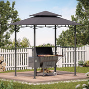 LAUSAINT HOME 8'x 5' Outdoor Grill Gazebo, Steel Frame 8x8 Compatible Soft Canopy with Vented Top & 2 Side Shelves for Backyard Barbecue, Picnic, Patio, Dark Gray