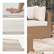 LAUSAINT HOME 7 Pieces Patio Conversation Set, Outdoor Sectional PE Rattan Wicker Furniture Seat (Beige Cushion & Brown Wicker)