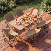 LAUSAINT HOME Khaki Foldable Camping Table, Roll-up Lightweight Steel Portable Outdoor Picnic Table
