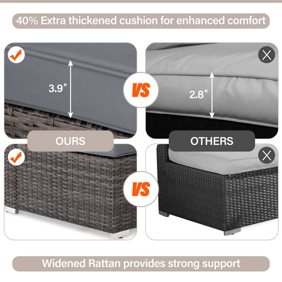 LAUSAINT HOME 7 Pieces Patio Conversation Set, Outdoor Sectional PE Rattan Wicker Conversation Seat (Gray)