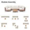 LAUSAINT HOME 7 Pieces Outdoor Furniture Set, Patio Modern Rattan Wicker Sectionals with 6 Chairs and 1 Coffee Table, Beige Cushions