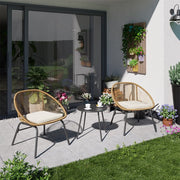 LAUSAINT HOME 3 Pieces Patio Bistro Set, Outdoor Bistro Set with Coffee Table for Patio & Garden, Brown Wicker
