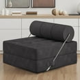 LAUSAINT HOME Folding Sofa Bed, 4-in-1 Convertible Sleeper Chair with Backrest Support and Soft Corduroy Fabric, Black