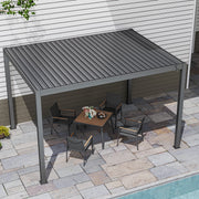 LAUSAINT HOME Outdoor Louvered Pergola Shade 10'x13' with Gutter, Well Engineered Sun Shade Shelter Kit with Adjustable Roof, All Aluminum, Black