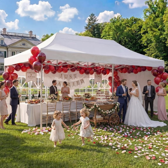 LAUSAINT HOME 10x20 ft Party Tent, Heavy Duty Outdoor Canopy with Removable Sidewalls & Roll-Up Door for Backyard,Camping, Commercial Use