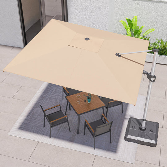 LAUSAINT HOME 10FT Patio Umbrella, Outdoor Large Cantilever Umbrella with 360° Rotation, Champagne