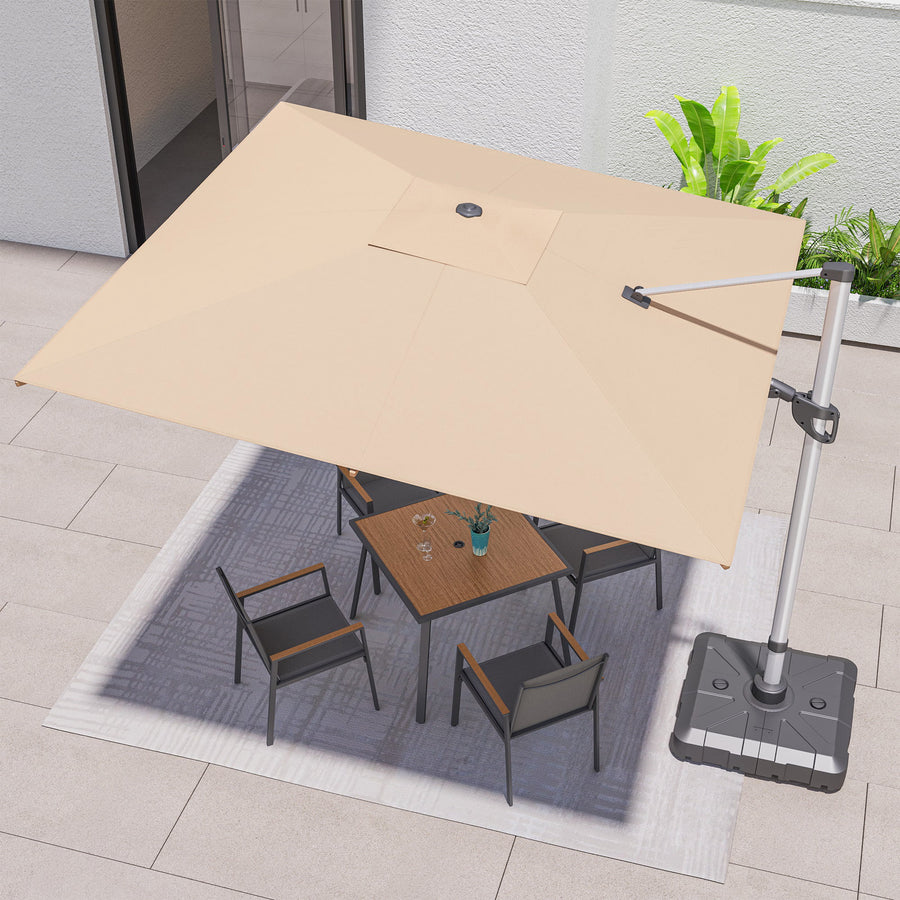 LAUSAINT HOME 10FT Patio Umbrella, Outdoor Large Cantilever Umbrella with 360° Rotation, Champagne