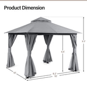 LAUSAINT HOME Patio Gazebo 10'x10' with Expansion Bolts, Double Roofs Outdoor Shelter Tent with Nettings and Privacy Screens (Gray)