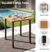 LAUSAINT HOME Outdoor Rocking Bistro Set, 3 Piece Patio Conversation Set with 4" Thick Cushions & Wood-Like Coffee Table, Oversized Rocking Chairs for Garden Porch Backyard (Beige