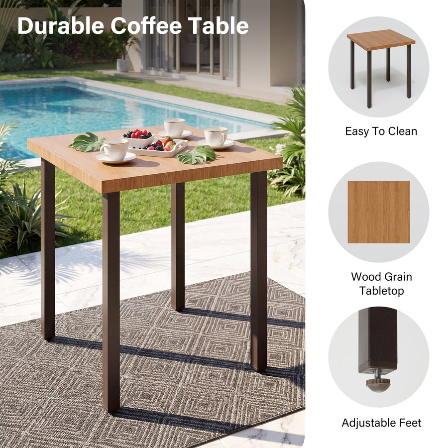 LAUSAINT HOME Outdoor Rocking Bistro Set, 3 Piece Patio Conversation Set with 4" Thick Cushions & Wood-Like Coffee Table, Oversized Rocking Chairs for Garden Porch Backyard (Beige