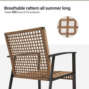 LAUSAINT HOME 6 Pieces Patio Conversation Set, Outdoor Furniture Set with 3 Chairs, 1 Metal Coffee Table and 2 Wicker Storage Baskets