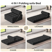 LAUSAINT HOME Folding Sofa Bed, 4-in-1 Convertible Sleeper Chair with Backrest Support and Soft Corduroy Fabric, Black