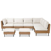 LAUSAINT HOME 8 Pieces Patio Conversation Set, Outdoor Sectional Wicker Sofa PE Rattan Furniture Set with Thick Cushions, Beige