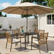 LAUSAINT HOME 5 Pieces Patio Dining Set, 4 PE Wicker Chairs with Seat Cushions and 1 Square 28.7'' H Table