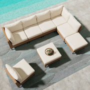 LAUSAINT HOME 8 Pieces Patio Conversation Set, Outdoor Sectional Wicker Sofa PE Rattan Furniture Set with Thick Cushions, Beige