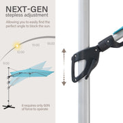 LAUSAINT HOME 10FT Patio Umbrella, Outdoor Large Cantilever Umbrella with 360° Rotation, Turquoise Blue