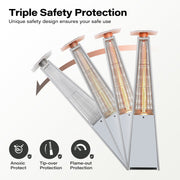 KAMEROUT 87'' Tall Pyramid Patio Heater with Wheels, Glass Tube Flame Heating 48000 BTU & Dust Cover