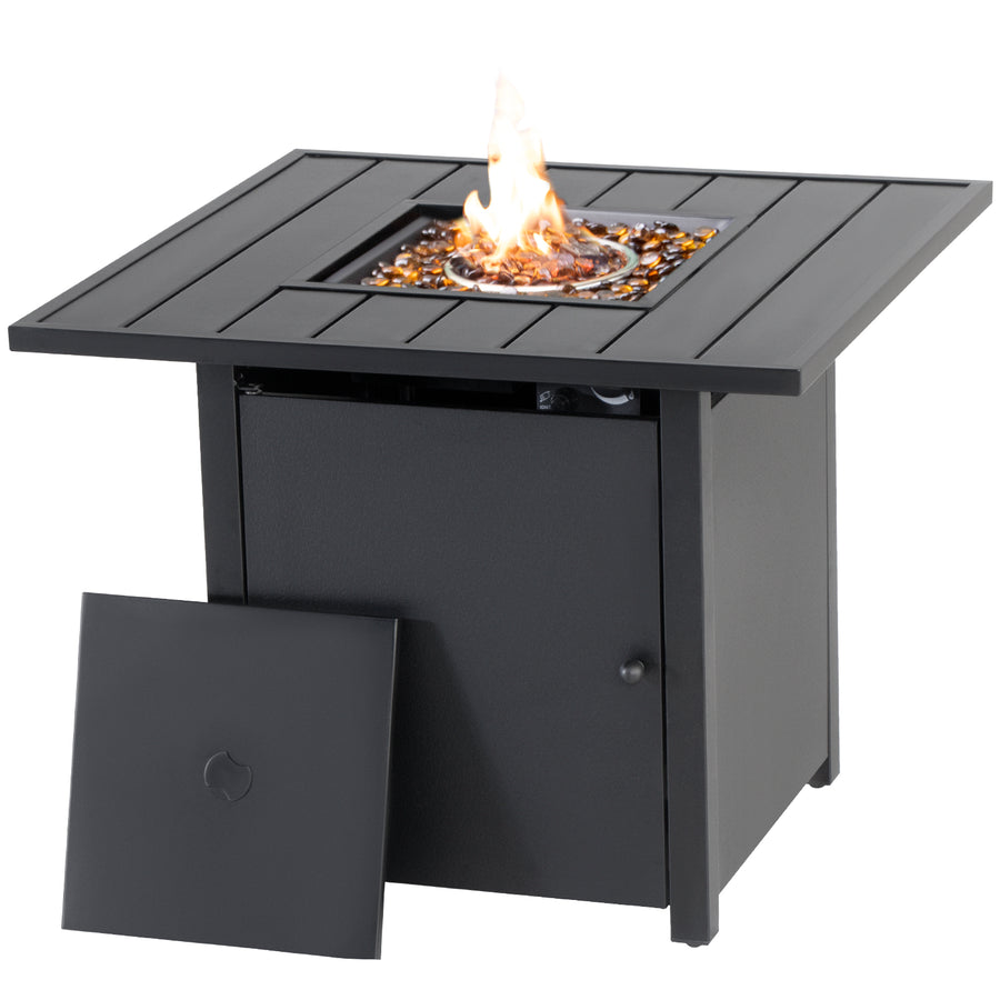 Gas Propane Fire Pit Table with Fire Beads, 40000BTU Outdoor Auto-Ignition Fire Table