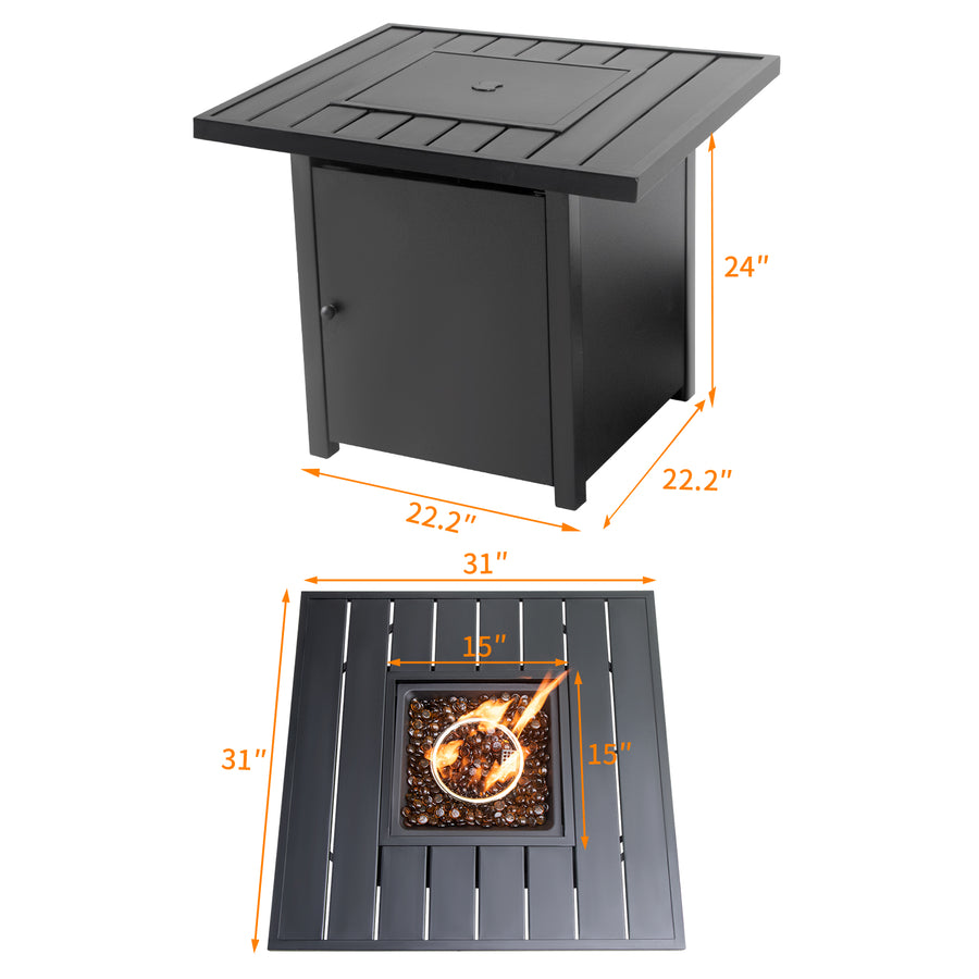 Gas Propane Fire Pit Table with Fire Beads, 40000BTU Outdoor Auto-Ignition Fire Table