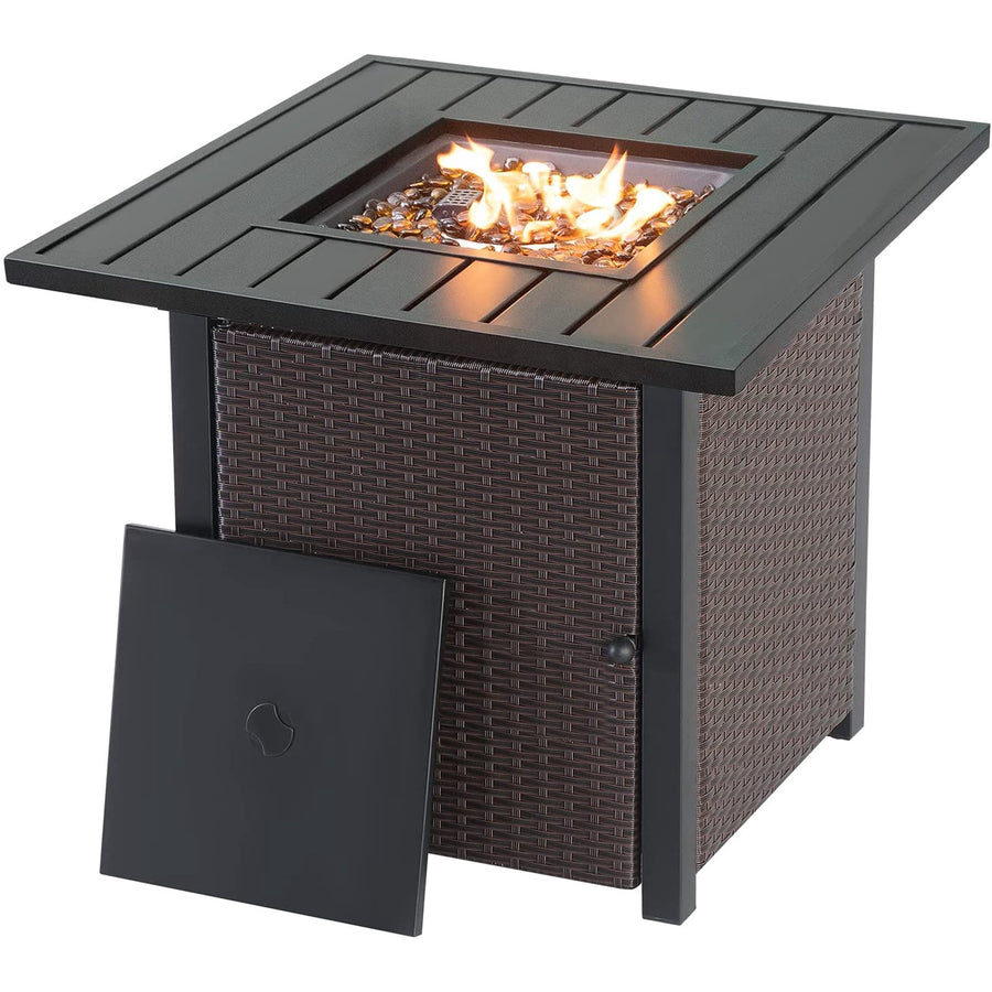 Gas Propane Fire Pit Table with Fire Beads, 40000BTU Outdoor Auto-Ignition Fire Table