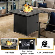 Gas Propane Fire Pit Table with Fire Beads, 40000BTU Outdoor Auto-Ignition Fire Table