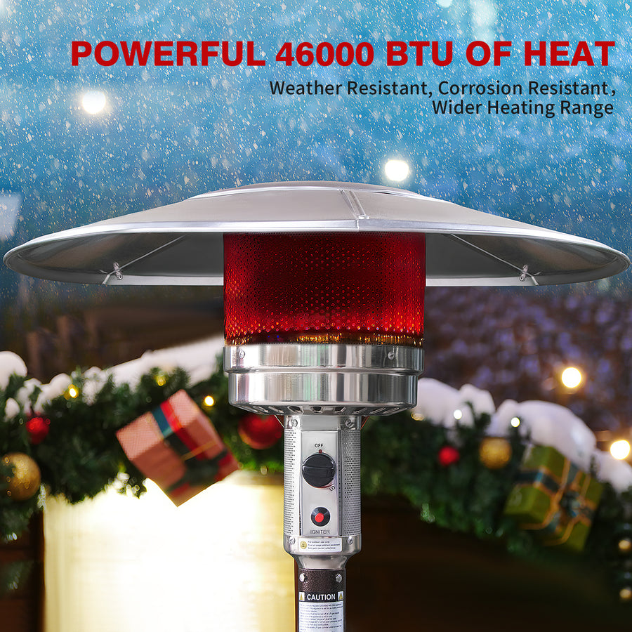 Garden Patio Heater 48000 BTU with Wheels, Fast Heating Propane Gas Heater