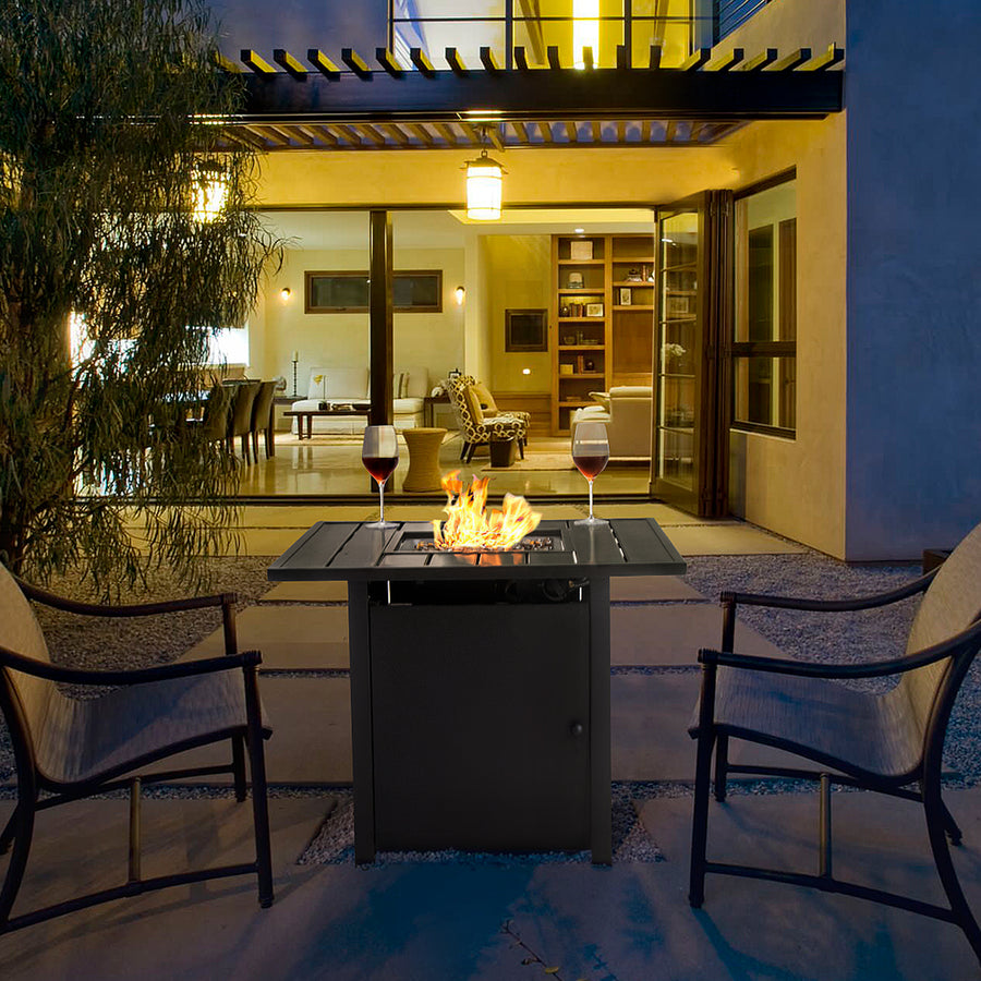 Gas Propane Fire Pit Table with Fire Beads, 40000BTU Outdoor Auto-Ignition Fire Table