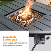 Gas Propane Fire Pit Table with Fire Beads, 40000BTU Outdoor Auto-Ignition Fire Table