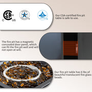 Gas Propane Fire Pit Table with Fire Beads, 40000BTU Outdoor Auto-Ignition Fire Table